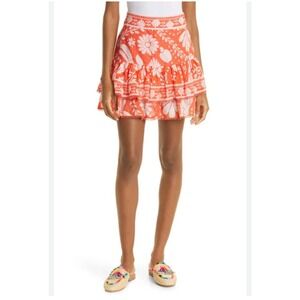 Farm Rio Orange Jungle Tiered Skirt NWT